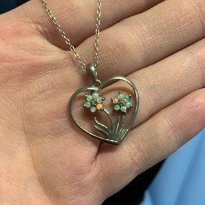 Vintage Sterling Fire Opal Necklace